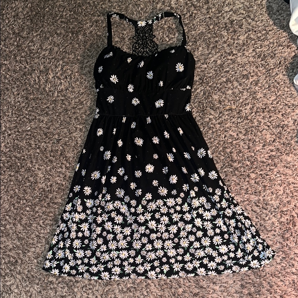 No Boundaries Black and White Sundress Spaghetti Strap Sleeveless